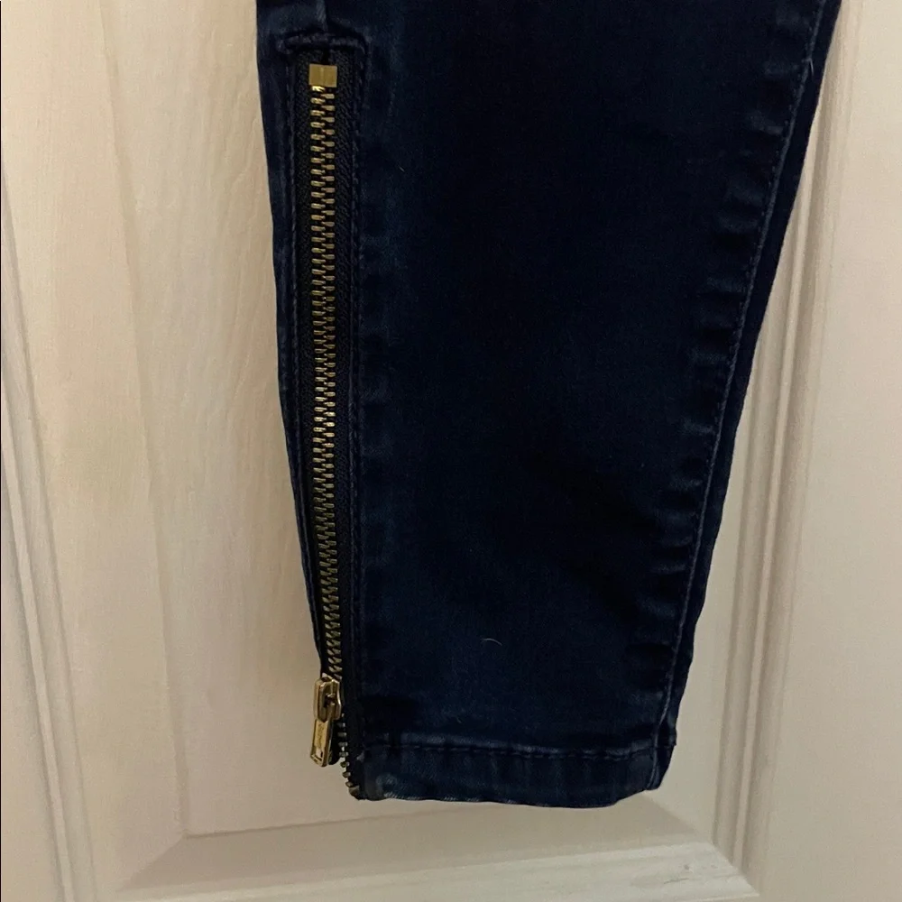Jennifer Lopez Navy  Skinny Ankle Pants with Gold Zippers - Picture 2 of 7